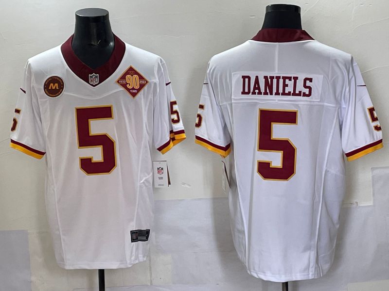 Men 2025 Washington Commanders #5 Daniels White Four generations Nike Limited NFL Jersey 03->washington commanders->NFL Jersey